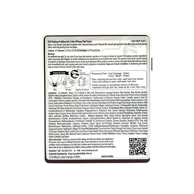 eZn Pudding Hair Dye, Ammonia-Free, Semi-Permanent DIY Korean Hair Dye Color with Keratin, Odorless Gentle for Sensitive Skin No Skin Irritation (Pink Toner)