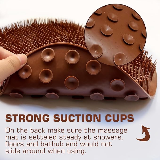 Shower Foot Scrubber Mat Back Washer Back Exfoliating Bath Wash Pad Wall Mounted Slip Suction Cups Foot Scrubber for Use in Shower Cups Foot Cleaner for Men and Women