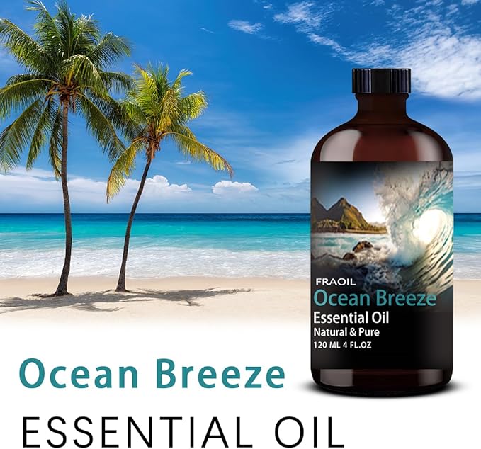 Ocean Breeze Essential Oil, Ocean Breeze Oil 4 Fl Oz 120ML for Diffuser Humidifier Yoga Cleaning DIY Candle Soap Making Perfume Gift for Women Fragrance Oils