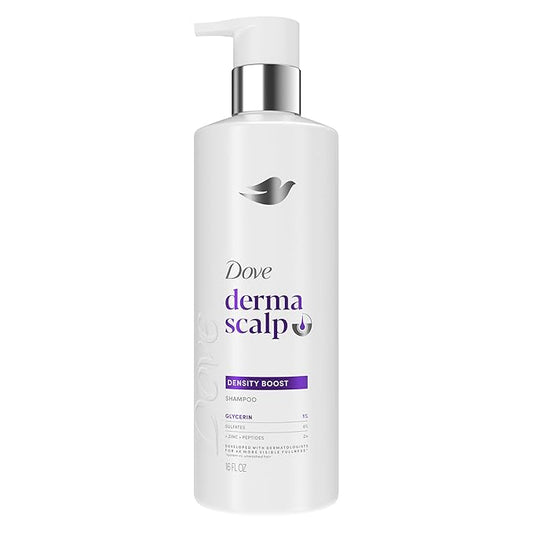 Dove Derma Scalp Shampoo 1 ct Density Boost for 4x More Visible Fullness, with Glycerin, 16 oz