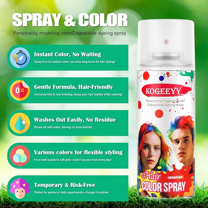 Temporary Hair Color Spray for Kids Women,One-Time Use Blue Hair Spray, Washable Temporary Hair Dye, Natural Hair Color Wax, Non-sticky Hair Spray for Cosplay, Party, Christmas, Halloween(Blue,4.06Oz)