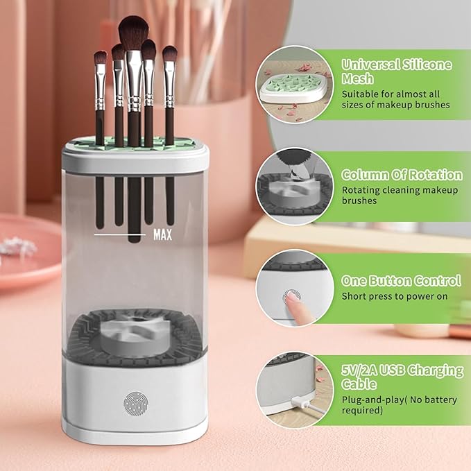 Electric Makeup Brush Cleaner,Portable Automatic Cosmetic Brushes Cleaner Machine,USB Rechargeable,Efficient Cleaning,Fits All Brush Sizes,For Home Deep Clean & Travel Quick Wash