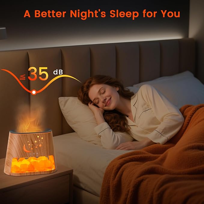 Essential Oil Diffuser : 260ml Aromatherapy Diffuser & Himalayan Salt Lamp with Remote Control & Timer,Cool Mist Humidifier with 8 Colors LED Lights & Auto-Off for Bedroom,Offce,Yoga Room(Wood Grain)