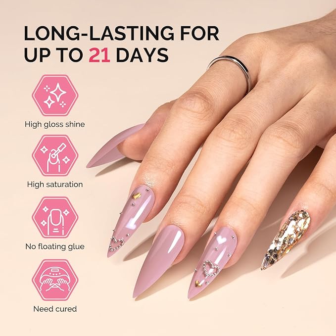 MelodySusie Fleurwee Plant Based Gel Nail Polish, Nail Polish Hema Free 21 Non Toxic Long Lasting No Chip Finger Toe Nail Art Manicure Salon DIY at Home Gifts for Women Lotus Root Pink P63