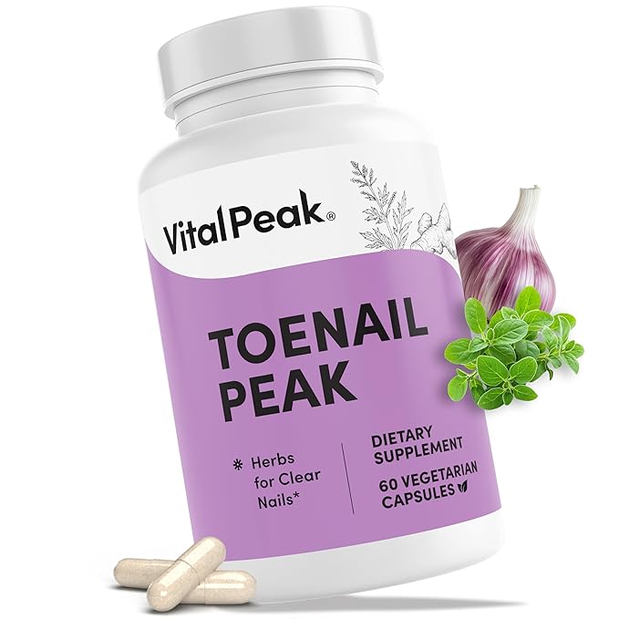 Toenail Peak - Healthy Nail Support Supplement - Promotes Gut Health & Immune Function - with Olive Leaf Extract, Sweet Wormwood, Oregano, Garlic & More - Gluten-Free - 60 Capsules