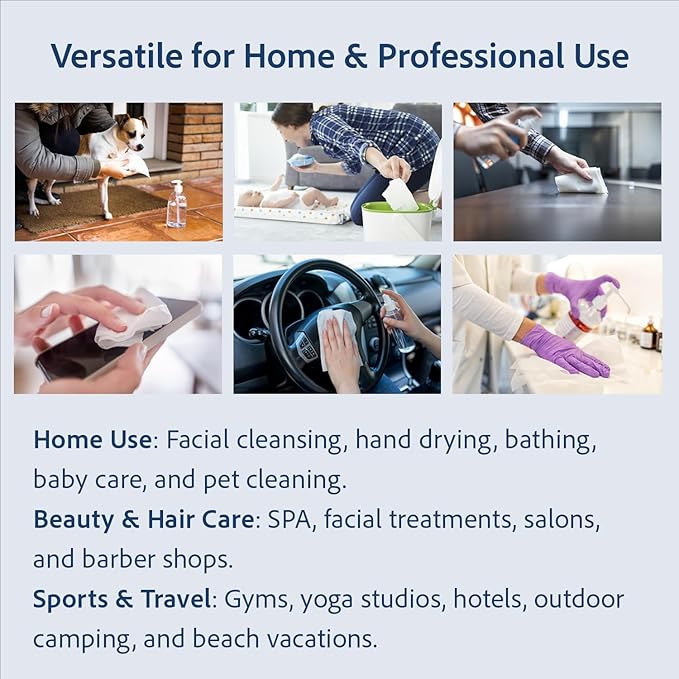 Disposable Face Towels, Disposable Face Towelette, Dry Wipes, Extra Large Size, 100% Natural Fibres, Super-Soft, Extra Absorbent, Makeup Remover, 100% Biodegradable, 50 PCS