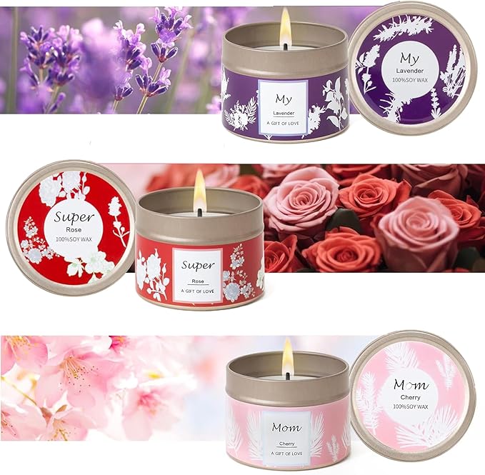 Scented Candles Gifts for Women, 3 Pack 2.6 oz Natural Soy Aromatherapy Candles for Women, Exquisite Candles Set Gift, Small Candle Gift for Mother's Day, Birthday, Christmas