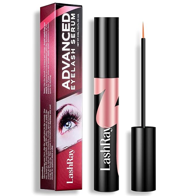 Advanced Lash Serum for Eyelash Growth: LashRay Eye Lash Enhancing Serum to Grow Longer Thicker Eyelashes for Women, 0.1 oz