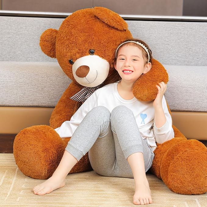 Giant Teddy Bear 47" Stuffed Animals Plush Toy, 4 Feet Cute Life Size Big Soft Bear for Boy Girl Birthday Valentine Mother's Day, 5LBs, 120CM, Dark Brown