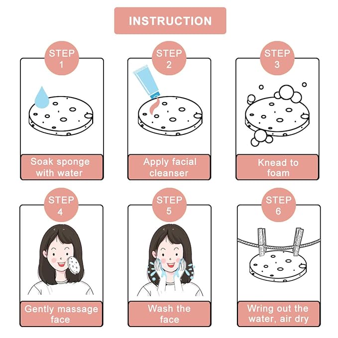 50-Count Compressed Facial Sponges for Daily Cleansing and Gentle Exfoliating, 100% Natural Cellulose Spa Sponge Perfect for Removing Dead Skin, Dirt and Makeup