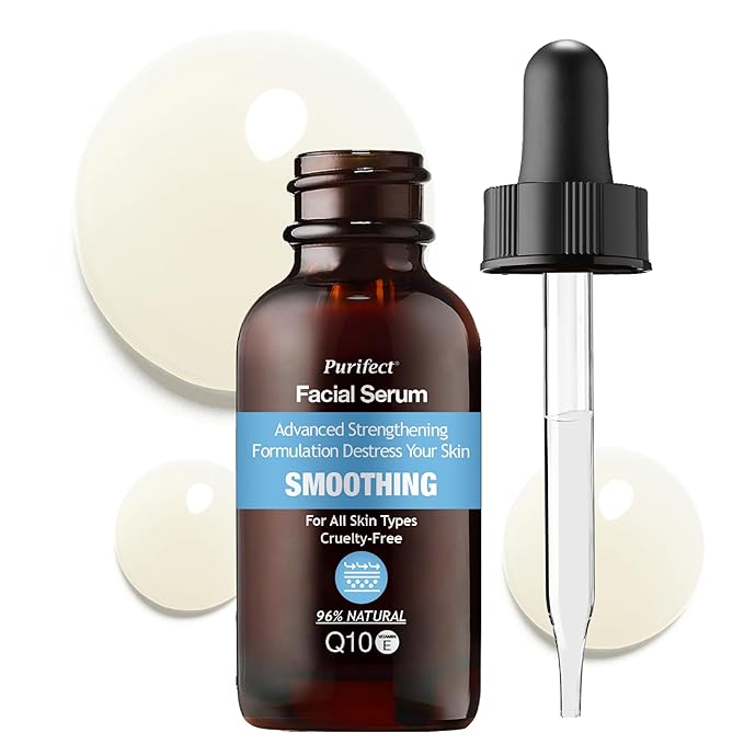 Purifect Smoothing Coenzyme Q10 Facial Serum for Anti Aging, Wrinkles, and Hydration with Vitamin E – Made in USA | Ceramide NP for Moisture Barrier + (Anise) Extract to Clarify Skin