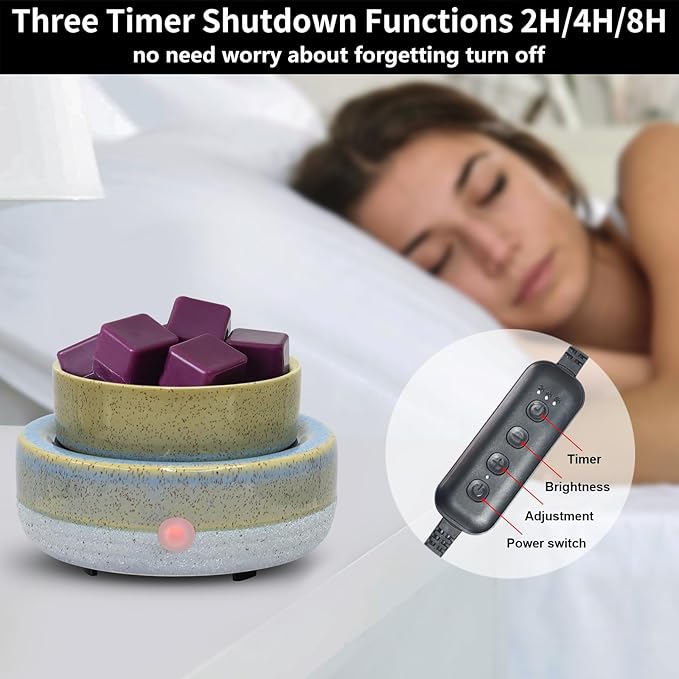 Wax Melt Warmer, Ceramic Candle Melter Melting Wax 3-in-1 Oil Burner Electric Fits Yankee Large Jar, Scented Candle Holder for Home Decor Gifts for Mom Grandma Women Girls