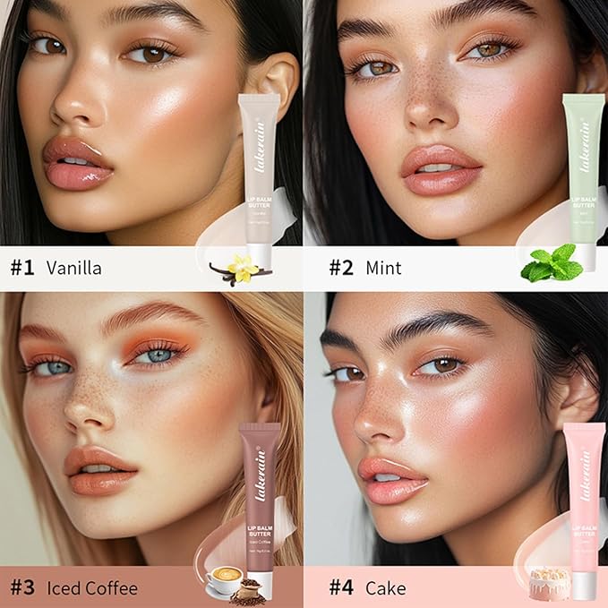 Petansy 4PCS Special Lip Balm - Conditioning Lip Mask and Lip Balm for Instant Moisture,Natural Ingredients Vegan Non-Sticky Lip Glowy Balm，Soothing Lip Care