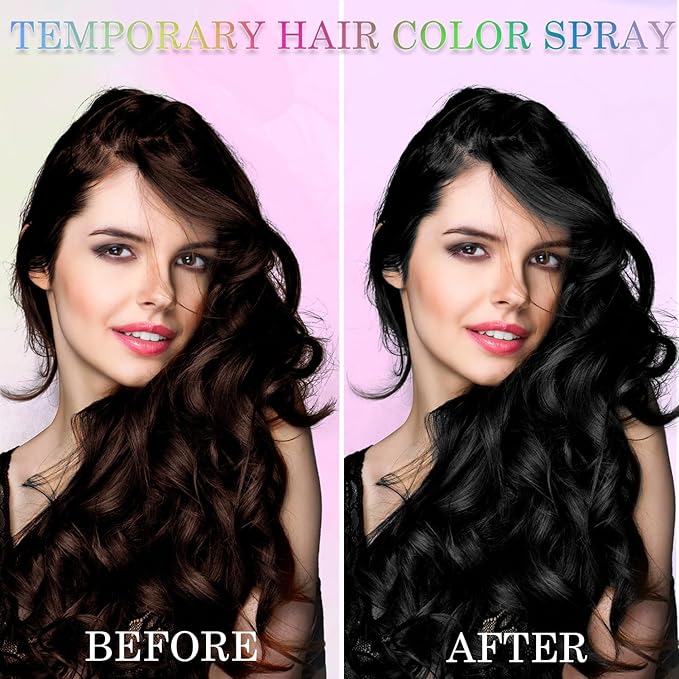 Temporary Hair Color Spray for Women and Kids, One-Time Use Hair Color Wax, Washable Disposable Natural Hair Spray Hair Strong Style for Party, Hollowen, Cosplay (Black, 120ML)