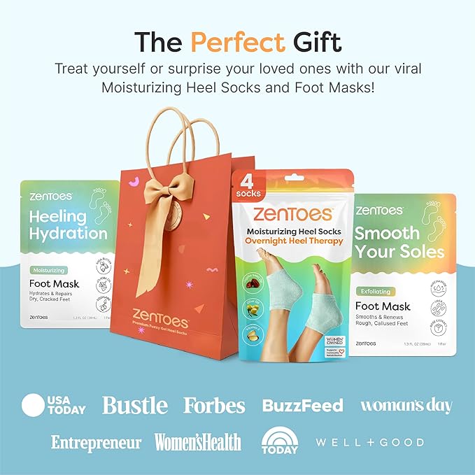 ZenToes Moisturizing Foot Mask for Dry Cracked Feet | Shea Butter, Jojoba Oil & Squalane Infused Hydrating Sheet Masks | Spa Experience At Home | Mess Free Design | Vanilla Citrus Scented, 3 Pairs