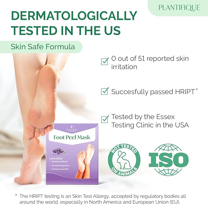 PLANTIFIQUE Foot Peeling Mask 2 Pack | Dermatologically Tested Repairs Heels & Removes Dry Dead Skin for Baby Soft Feet | Exfoliating Foot Peel Mask for Dry Cracked Feet | Lavender