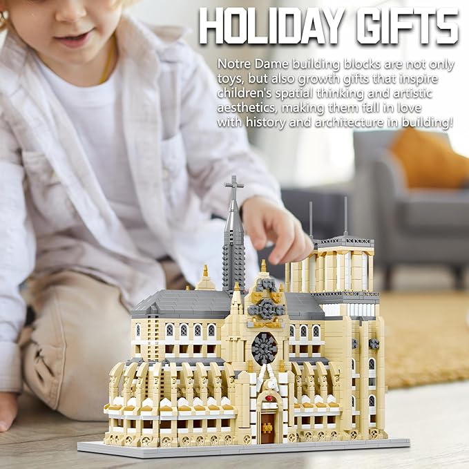 Notre Dame Cathedral Miniature Block Set (2908 Pieces) - Landmark Model Puzzle Toy, Suitable for Children and Adults as a Gift