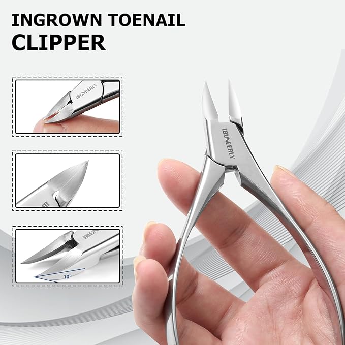 Manicure Set, Nail Cutters Set with Travel Leather Case, Professional Manicure Tools for Thick Nail & Ingrown Nail, Nail Cutters for Men and Women, Silver