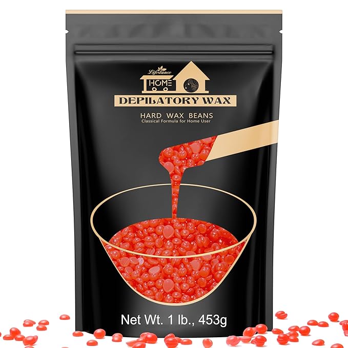 Lifestance Hard Wax Beads, 1lb Strawberry Red for Coarse Hair Removal, Painless Bikini and Body Waxing for Fine Hair - Wax Warmers at Home for Women and Men