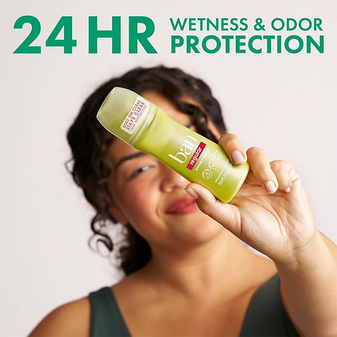 Ban Original Unscented 24-hour Invisible Antiperspirant, 3.5oz Roll-on Deodorant, 4-pack, Underarm Wetness Protection, with Odor-fighting Ingredients