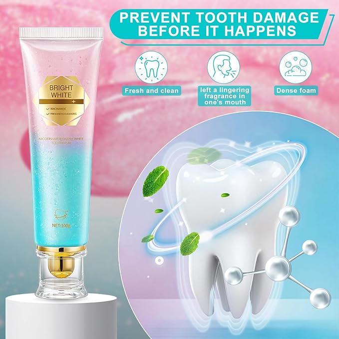 Niacinamide Whitening Toothpaste Natural Mild and Non-Irritating Nicotinamide White Toothpaste Prevents Tooth Decay Freshens Breath, and Promotes Oral Health
