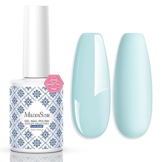 MelodySusie Fleurwee Plant Based Gel Nail Polish, Hema Free Light Blue Nail Polish, Soak Off UV LED Gel Polish Gift for Women 21 Non Toxic Long Lasting Nail Art Manicure Salon DIY at Home B1101