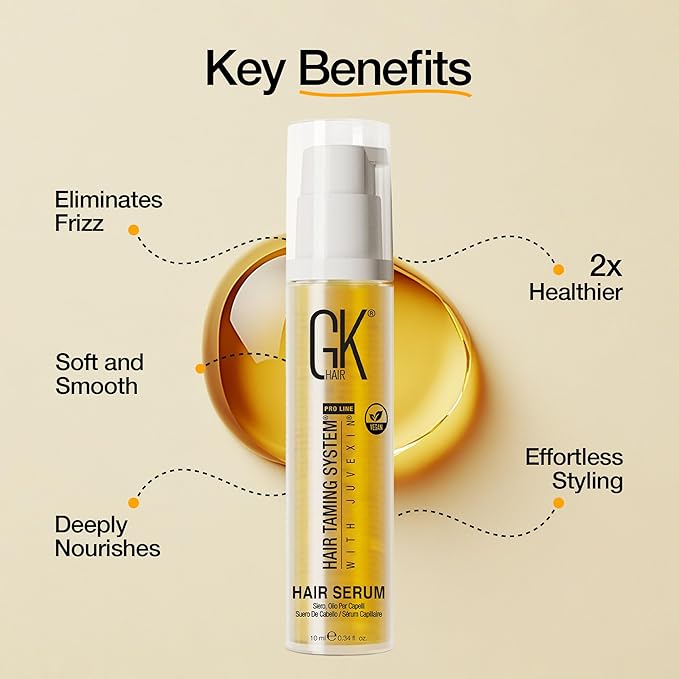 GK HAIR Oil Travel size -Argan oil For Frizz Control Upto 72 hours- Adds Shine and Smooths Split Ends- Paraben, Phthalate and Sulfate Free Daily Hair Care (0.34 oz)