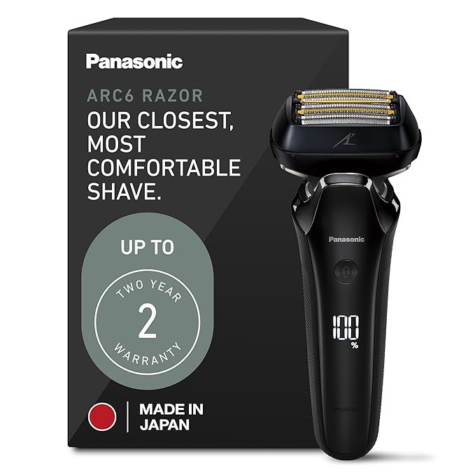 Panasonic ARC6 Electric Razor for Men Face, Wet & Dry Shavers for Men with Foil Shaver, Pop-up Trimmer, Ultra-Fast 6-Blade, Smart Shave Sensor, 22D Flexible Pivoting Head - ES-LS8A-K (Black)