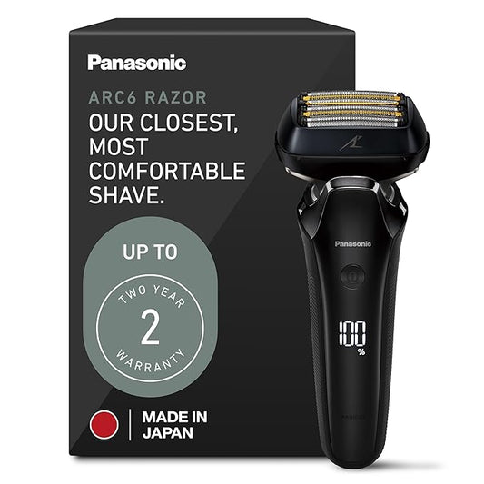 Panasonic ARC6 Electric Razor for Men Face, Wet & Dry Shavers for Men with Foil Shaver, Pop-up Trimmer, Ultra-Fast 6-Blade, Smart Shave Sensor, 22D Flexible Pivoting Head - ES-LS8A-K (Black)