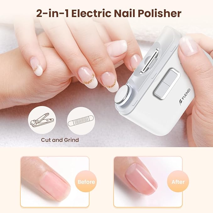 Electric Nail Clipper,Automatic Nail Clipper,Rechargeable 2 Speed Nail Clippers Set,45DB NailKit,LED Light Electric Nail Clippers for Baby,Kids,Adults,Seniors,2 in 1Design Manicure Set Portable White