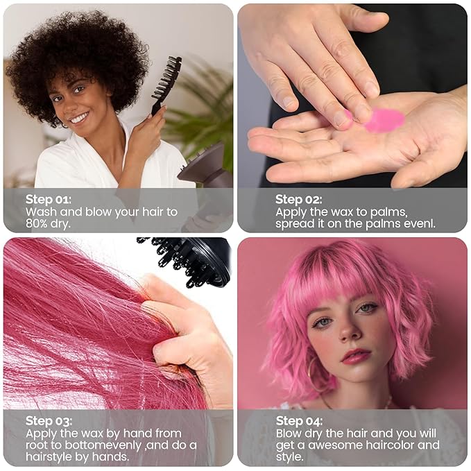 Light Pink Temporary Hair Color Wax - SOVONCARE Washable Hair Dye for Men & Women, All-Day Hold Disposable Hair Styling Clays for Party, Cosplay & Daily 4.23 oz