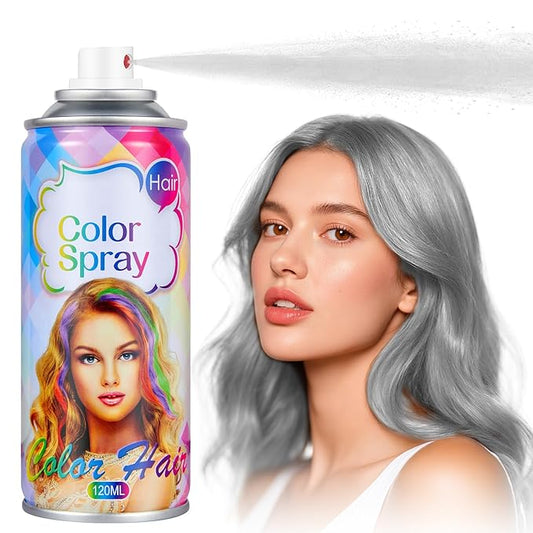 Acomler Gray Hair Spray Temporary Hair Color Spray for Kids Women, Disposable Natural Hair Color Wax, Washable Temporary Grey Hair Dye Wax Pomades for Cosplay, Christmas, Party, Halloween(Gray,4.06oz)