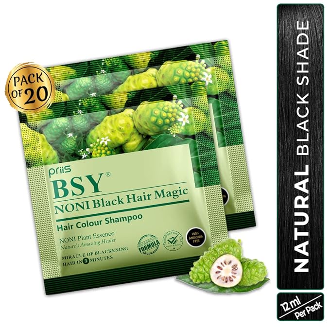 (12ml X 20 Sachets) | Hair Dye | Hair Shampoo |100% Ammonia Free | Anti Hair fall Hair Color |Fruit based Hair Color Shampoo| 5 minutes hair color | noni hair color
