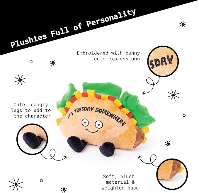 Punchkins Taco Plushie - It's Tuesday Somewhere Funny Taco Tuesday Plush, Taco Themed Gift, Food Plush Toy for Gifting