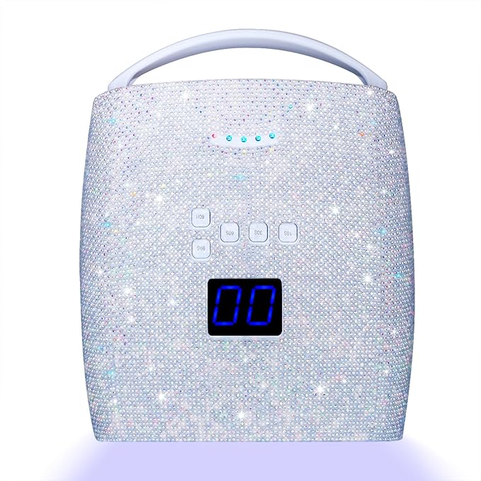 48W Cordless UV LED Nail Lamp,Rechargeable Gel Nail Dryer with Handle Nail Art Manicure Tools for Home and Salon (Pearl Diamond)