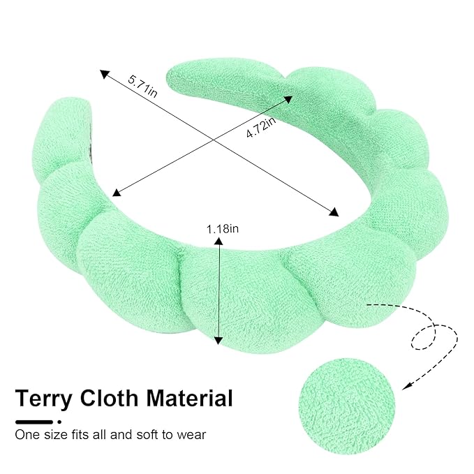 Spa Headband, 3 Pack Soft Terry Cloth Hairband for Washing Face, Skincare Headbands Makeup Headband, One Size Fits Most, Women