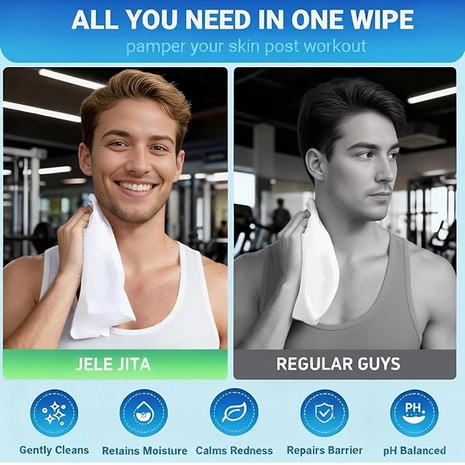Ultra Gentle Body Wipes No Rinse, 60 Individually Wrapped Personal Hygiene Shower Wipes for Women and Men, Spa-Grade Comfort, Biodegradable, Great for Gym Travel Camping Post Surgery 8"x12" Unscented
