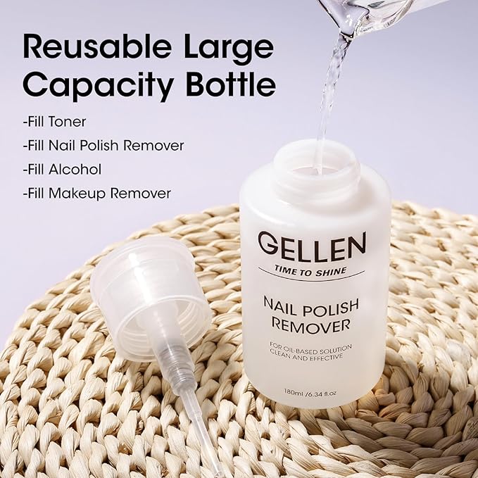 Gellen Nail Polish Remover Milk Scent, Acetone Free Nail Polish Remover for Quick Dry Nail Polishes, Gentle Fingernail Polish Remover, Ultra-Powerful Pump Design, 6.09 Fl Oz