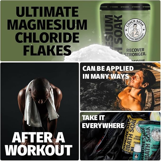 Coach Soak Epsom Salt Alternative Bath Soak & Cream with Magnesium Flakes - 1.61 lb (Pack of 2) - Cooling Peppermint - Foot Soak & Bath Salts for Relaxing Muscle Support & Skin Softening