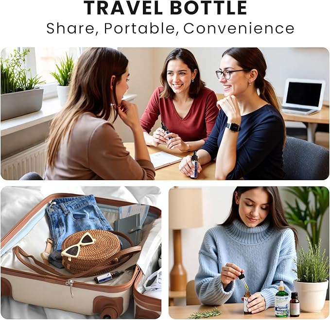 HIQILI Peppermint Essential Oil Add to Spray, Diffuser, Can Enjoy Air Freshening, Use in Kitchen, Bedroom, Office, Extra Free Travel Bottle - 3.38 Fl Oz/100 ML