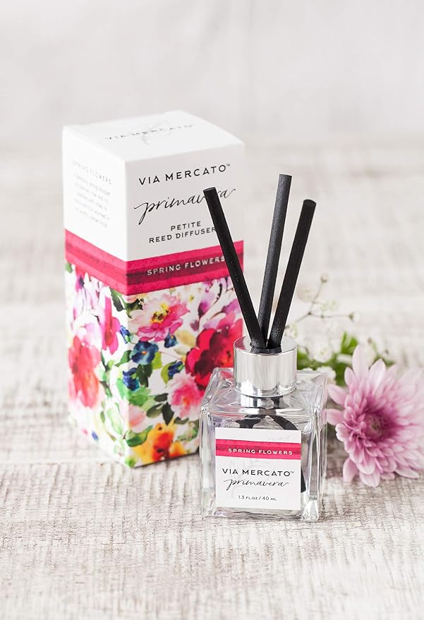Via Mercato Primavera Spring Collection, Petite Reed Diffuser, Spring Flowers, 50 Gram