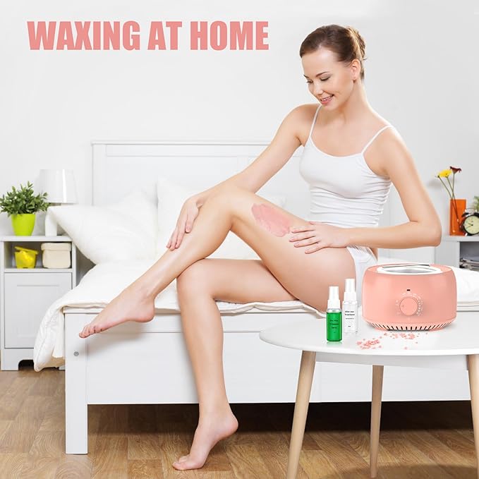 Waxing Kit - Wax Warmer for Hair Removal, Hard Wax Kit with 14oz 5 Bags Hard Wax Beans for Full Body, Legs, Face, Eyebrows, Bikini, Brazilian Waxing Kit for Women Men