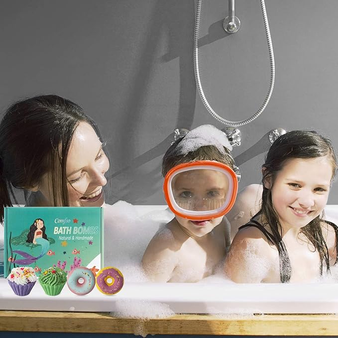 Bath Bombs for Kids, 10 Bath Bomb Gift Set, Natural Bubble Bathbombs, Shea Butter Dry Skin Moisturize, Fizzy Spa Bath for Her Mom Women Kids Girls Girlfriend, Birthday, Stocking Stuffers