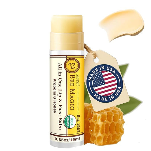 Sweet Bee Naturals Magic Wand - Certified Organic Lip and Face Moisturizing Wand - Natural Chapstick and Balm Wand for Dry Skin and Lips, Non Petroleum Jelly for All Ages and Skin Types, Pack of 2
