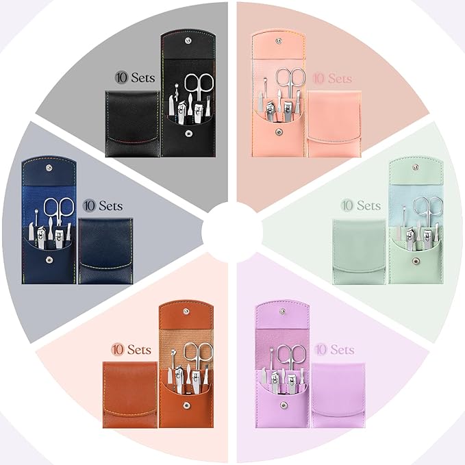 60 Sets Travel Manicure Set Professional Nail Set 7 in 1 Stainless Steel Manicure Kit Grooming Kits Nail Care Tools with Care Tools Beauty Scissors Tweezers Gifts for Christmas(Vintage Color)