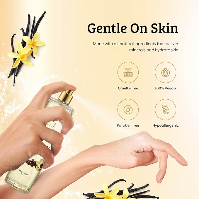 Body Spray For Women, French Vanilla spray Fragrance Body Mist, Unisex rich, comforting, & sweet aroma, 8 oz Fine Fragrance