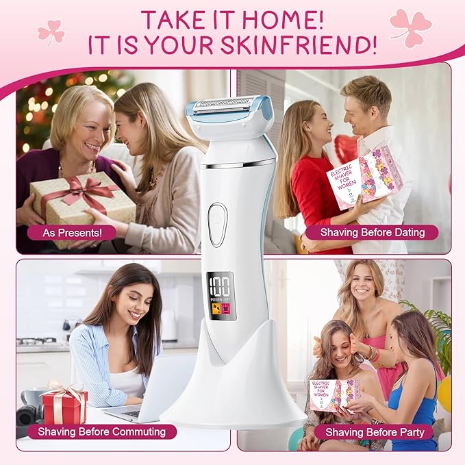 Electric Shaver for Women, Gifts for Women, Electric Razor for Womens, Rechargeable Wet DryLady Hair Remover,IPX7 Waterproof, Shaver for Legs (Blue)