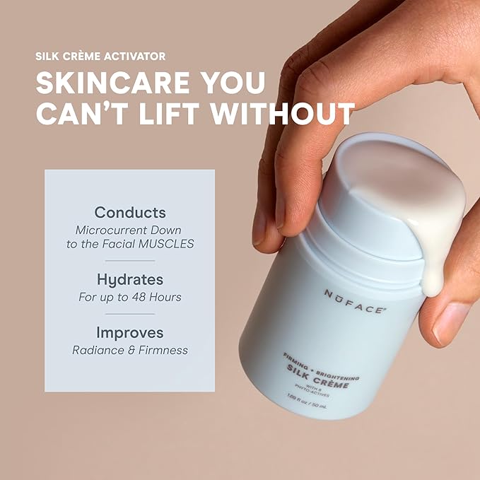 NuFACE Silk Creme Activator - Brightening & Firming Conductive Serum for Microcurrent - Powered by IonPlex, 8-Phyto Actives & Hyaluronic Acid to Enhance Microcurrent Facial Device Results (3.3 oz)