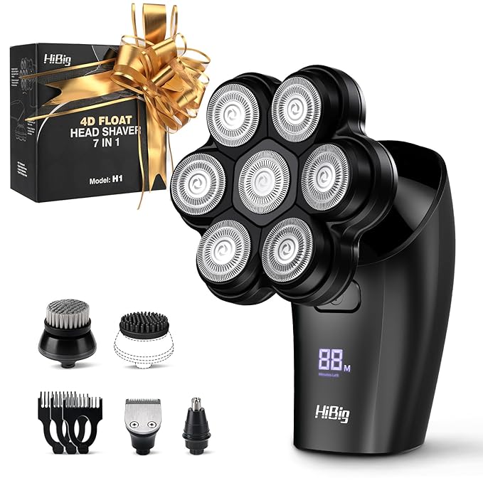 Head Shavers for Bald Men - 7D Arc Electric Razor with Magnetic Detachable Head, Waterproof Wet Dry 5-in-1 Electric Shaving & Grooming Kit, LED Display Rechargeable Head & Body Hair Shaver