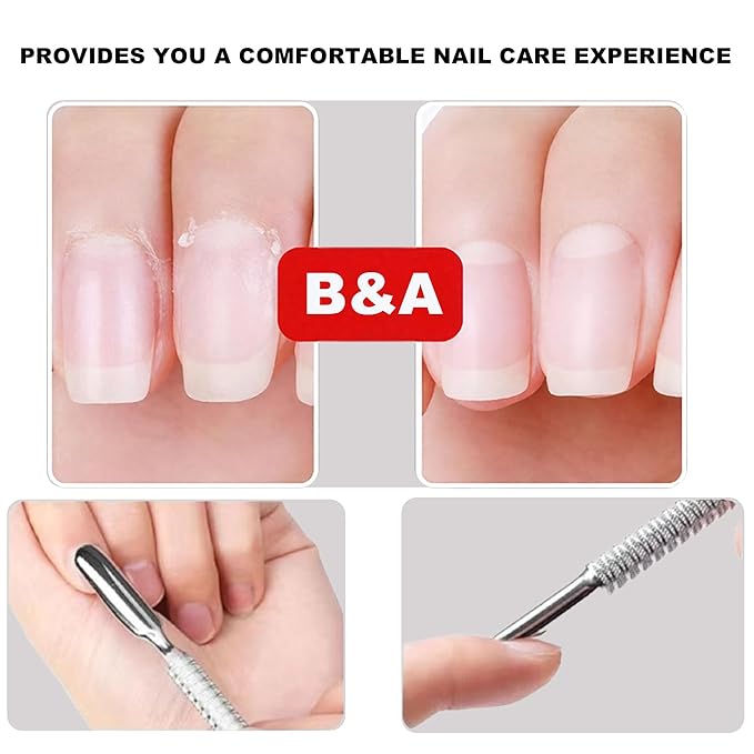 Pre-treatment Cuticle Pusher, Russian Prep Nail Pushers, Dual Ended Cuticle Remover with 100/180 Grit Sandpaper Sheets, Nail Care for Manicure Pedicure Nail Art